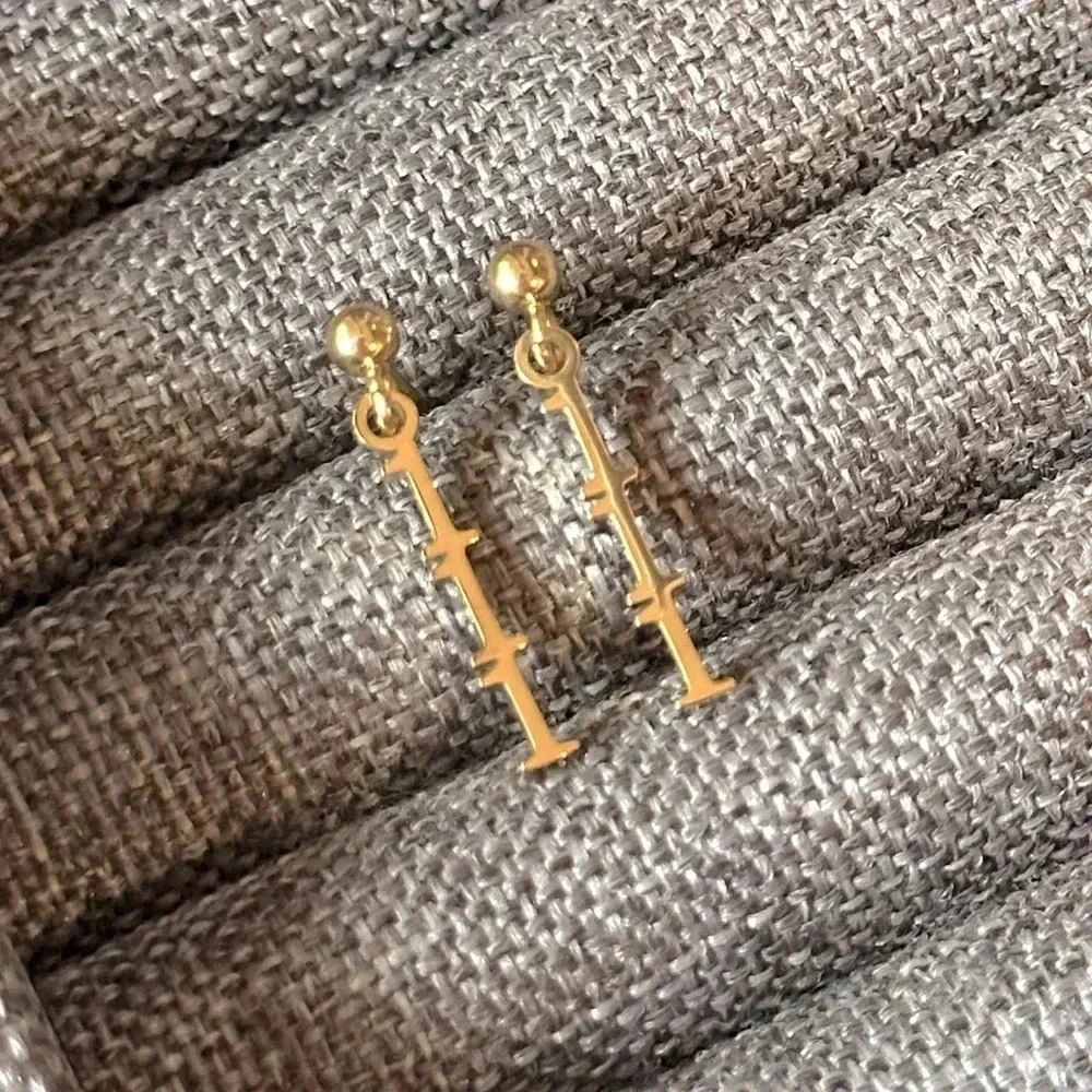Intuition Angel Number 111 18k Gold PVD Inspirational Earrings Waterproof - Picture 1 of 5